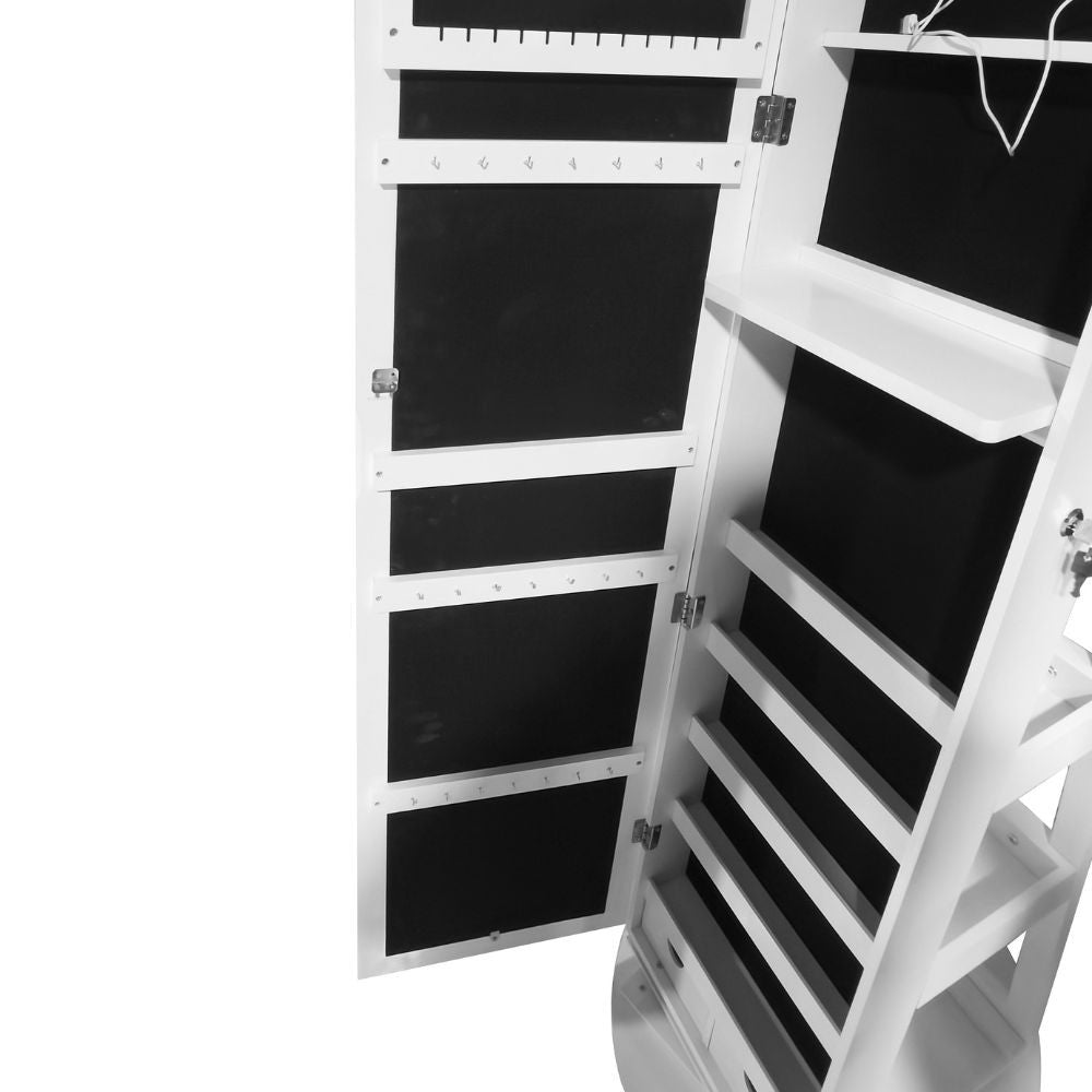 Specchiera Gulli con contenitore porta oggetti e ripiani posteriori con luce