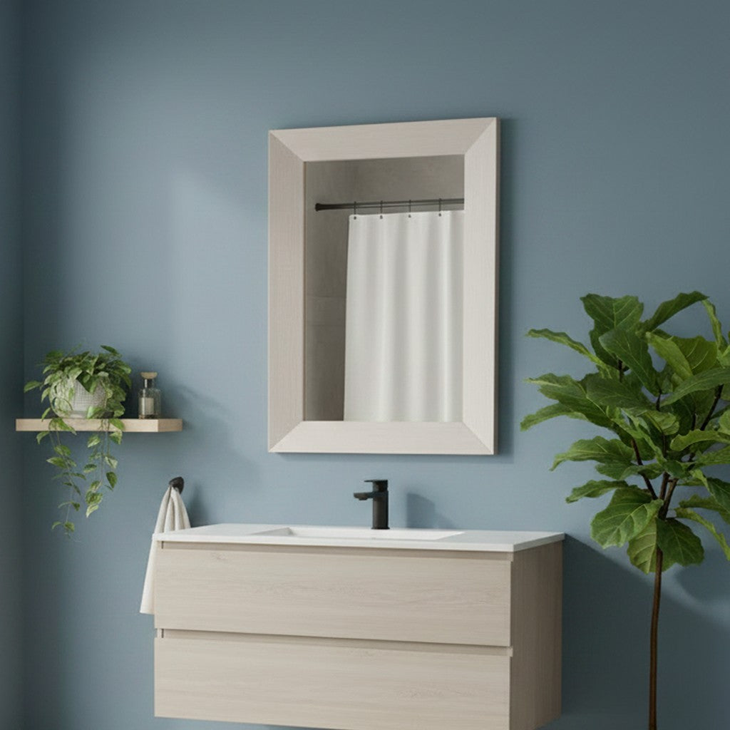 Specchiera Loto rettangolare con cornice larice beige 102x65 cm.