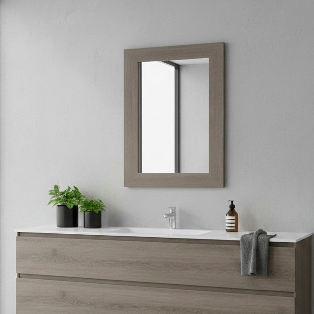 Specchiera Loto rettangolare con cornice larice grigio 102x65 cm.