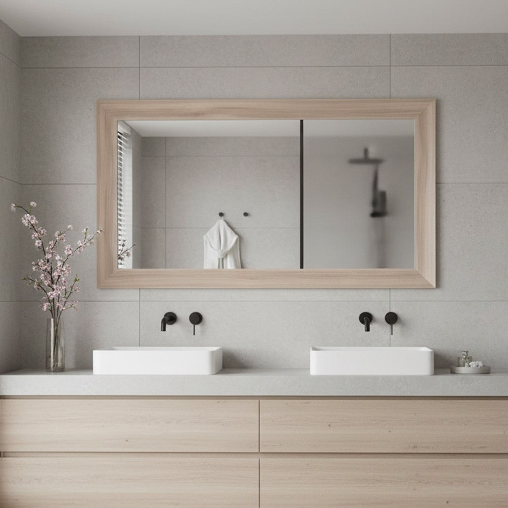Specchiera Loto rettangolare con cornice olmo natura 102x65 cm.