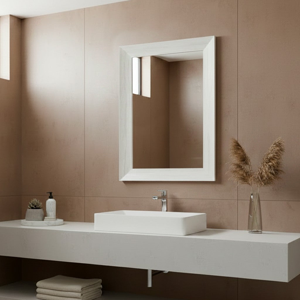 Specchiera Loto rettangolare con cornice quercia bianco 102x65 cm.