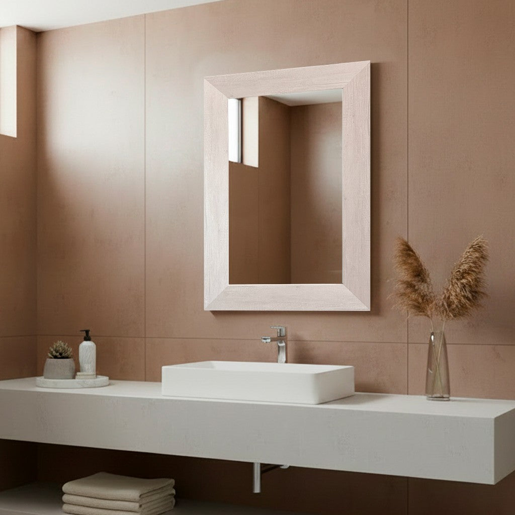 Specchiera Loto rettangolare con cornice rovere bianco 102x65 cm.