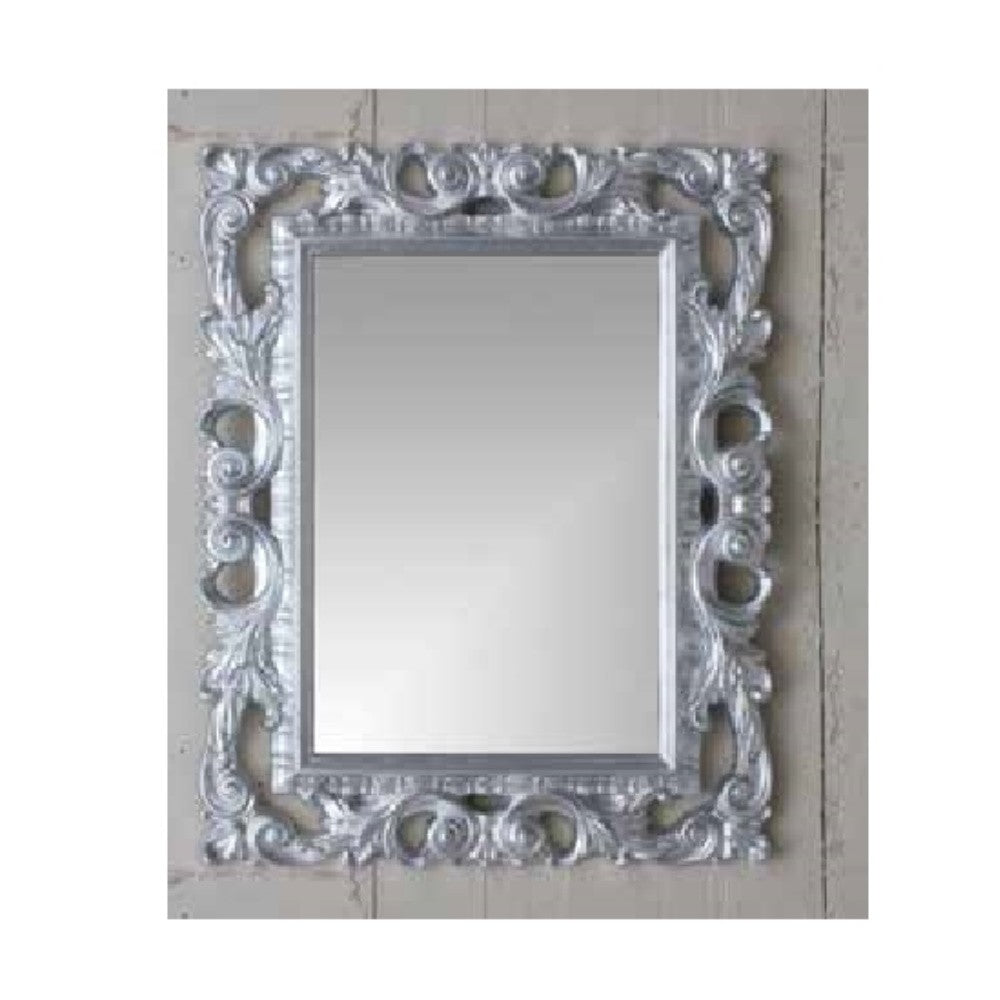 Specchiera Madrid con decoro in stile barocco argento