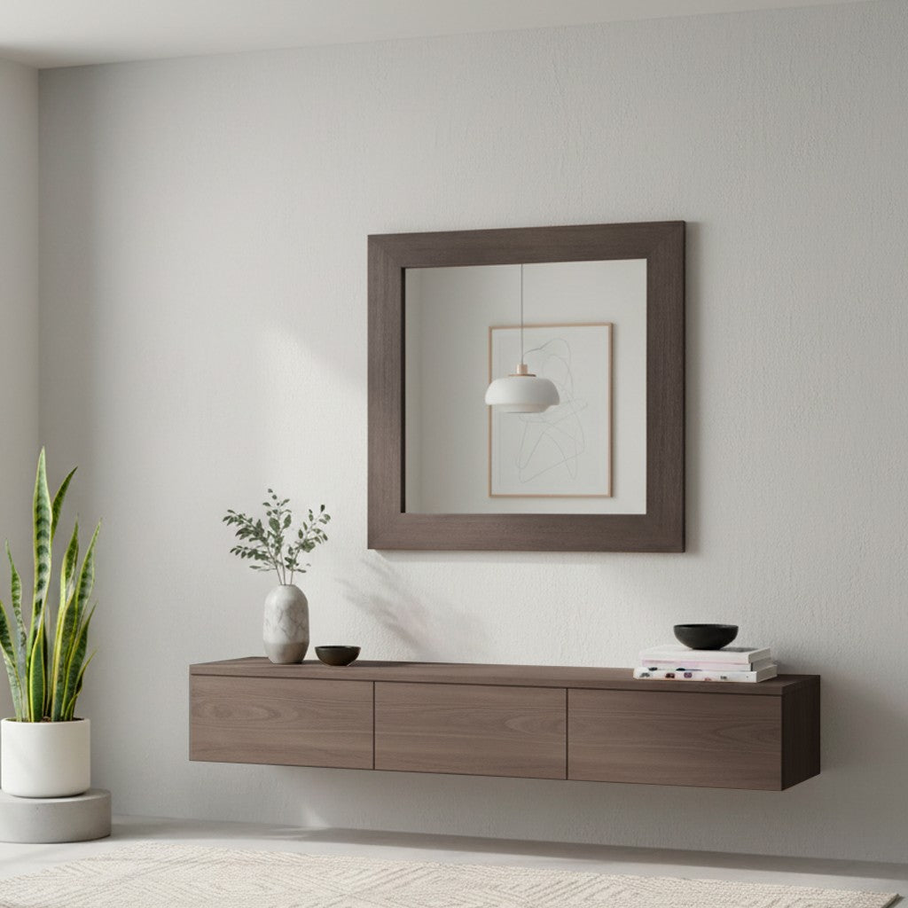 Specchiera quadrata Plana 90x90 cm con cornice in larice grigio