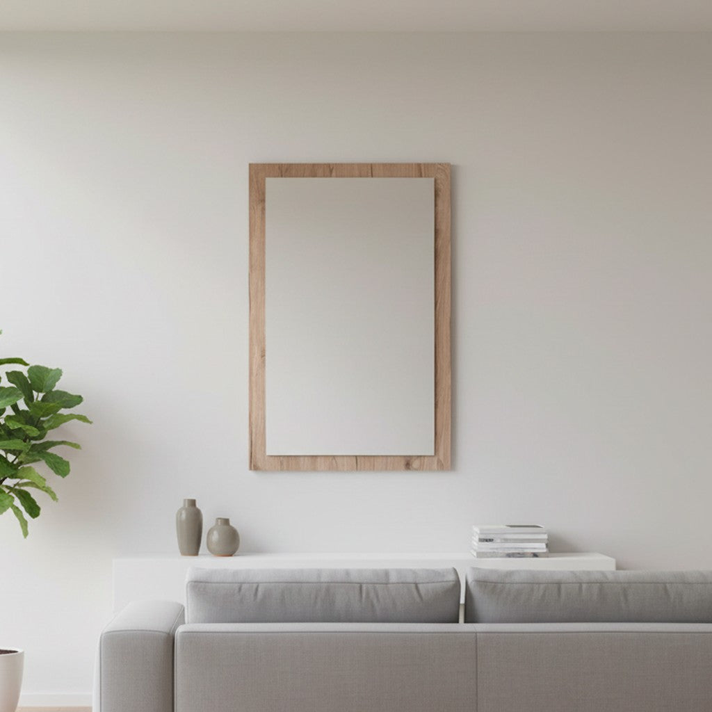 Specchiera rettangolare 0663 con cornice rovere 105x60 cm.