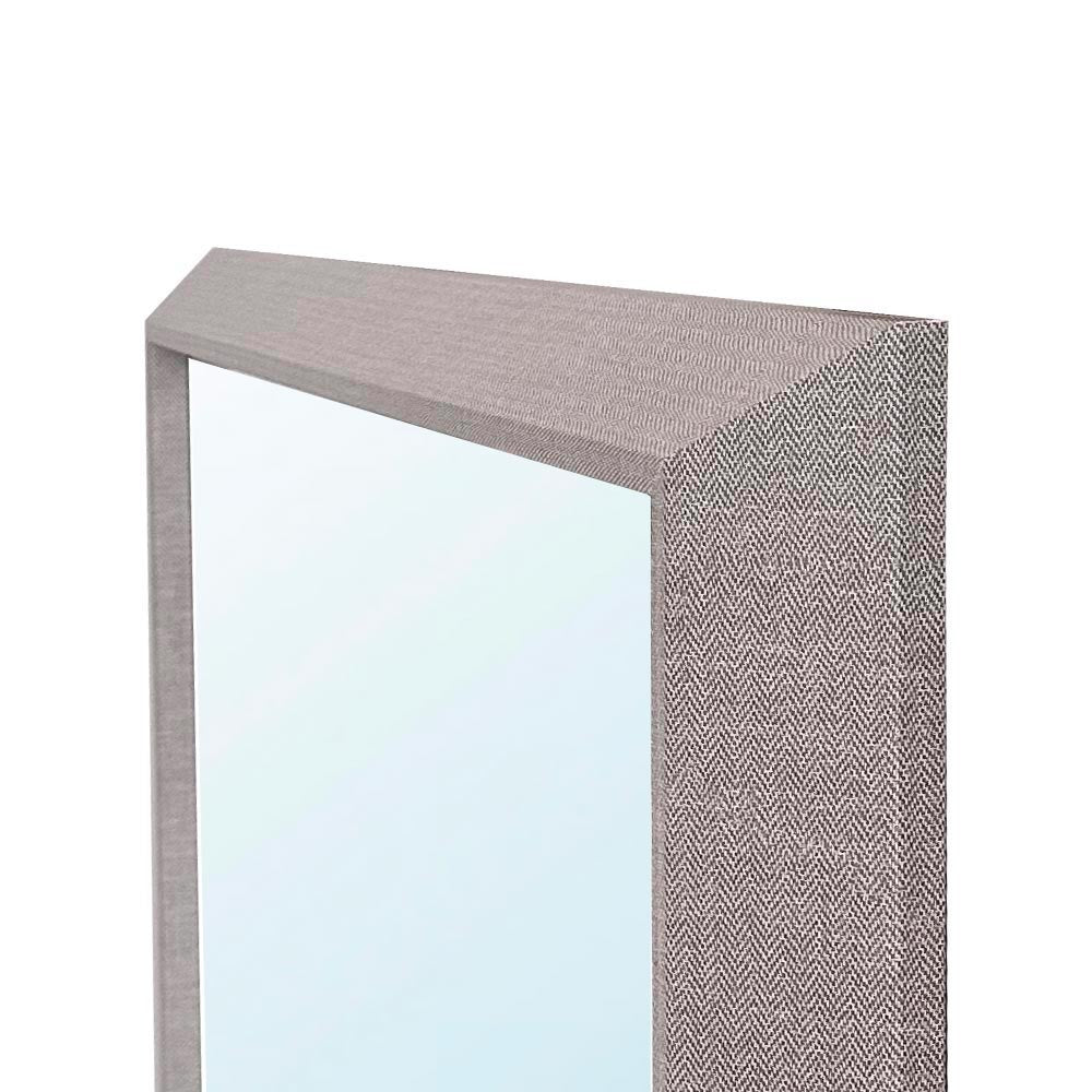 Specchiera Sintesi rettangolare con cornice rivestita in tessuto grigio 127x65 cm.