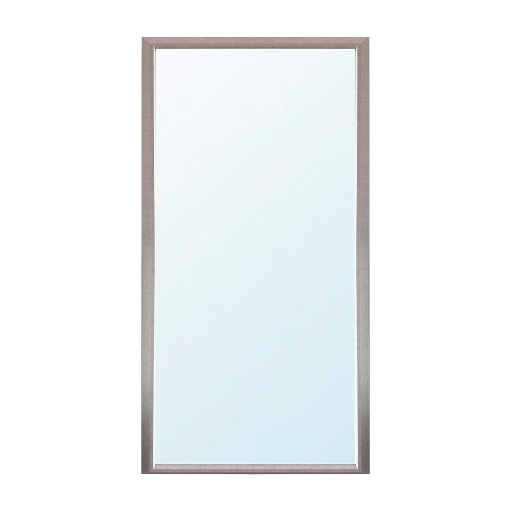 Specchiera Sintesi rettangolare con cornice rivestita in tessuto grigio 127x65 cm.