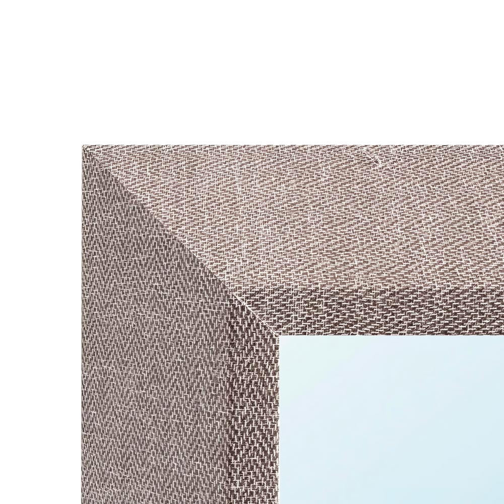 Specchiera Sintesi rettangolare con cornice rivestita in tessuto grigio 127x65 cm.