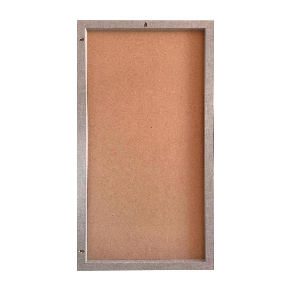 Specchiera Sintesi rettangolare con cornice rivestita in tessuto grigio 127x65 cm.