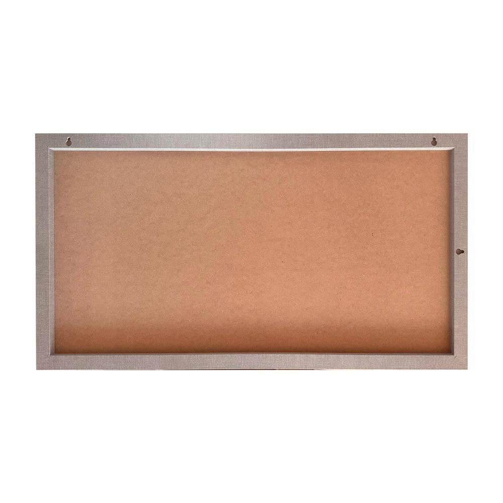 Specchiera Sintesi rettangolare con cornice rivestita in tessuto grigio 127x65 cm.