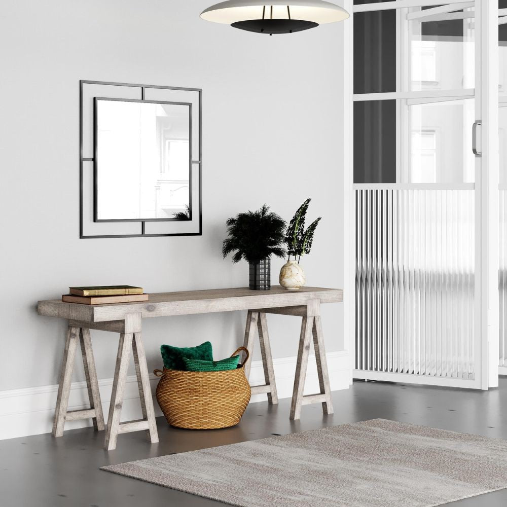 Specchio quadrato Corner con doppia cornice in metallo nero