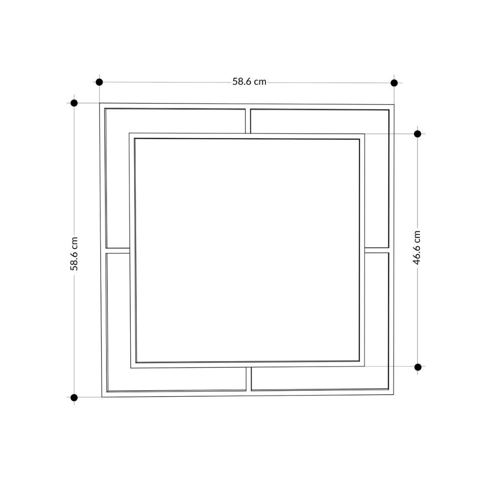 Specchio quadrato Corner con doppia cornice in metallo oro