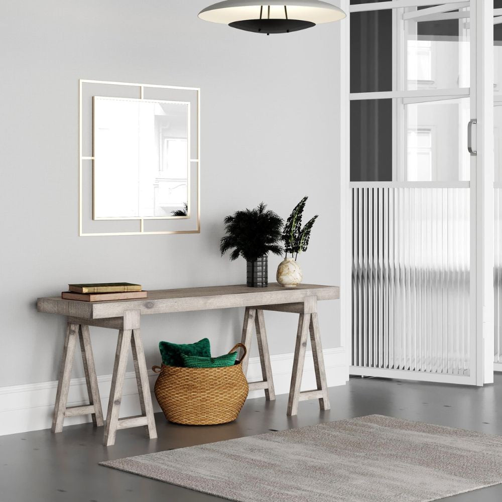 Specchio quadrato Corner con doppia cornice in metallo oro