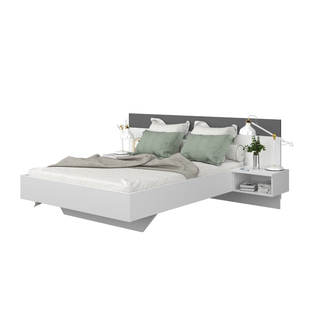 Struttura letto alla francese 1514 con comodini integrati colore bianco e antracite