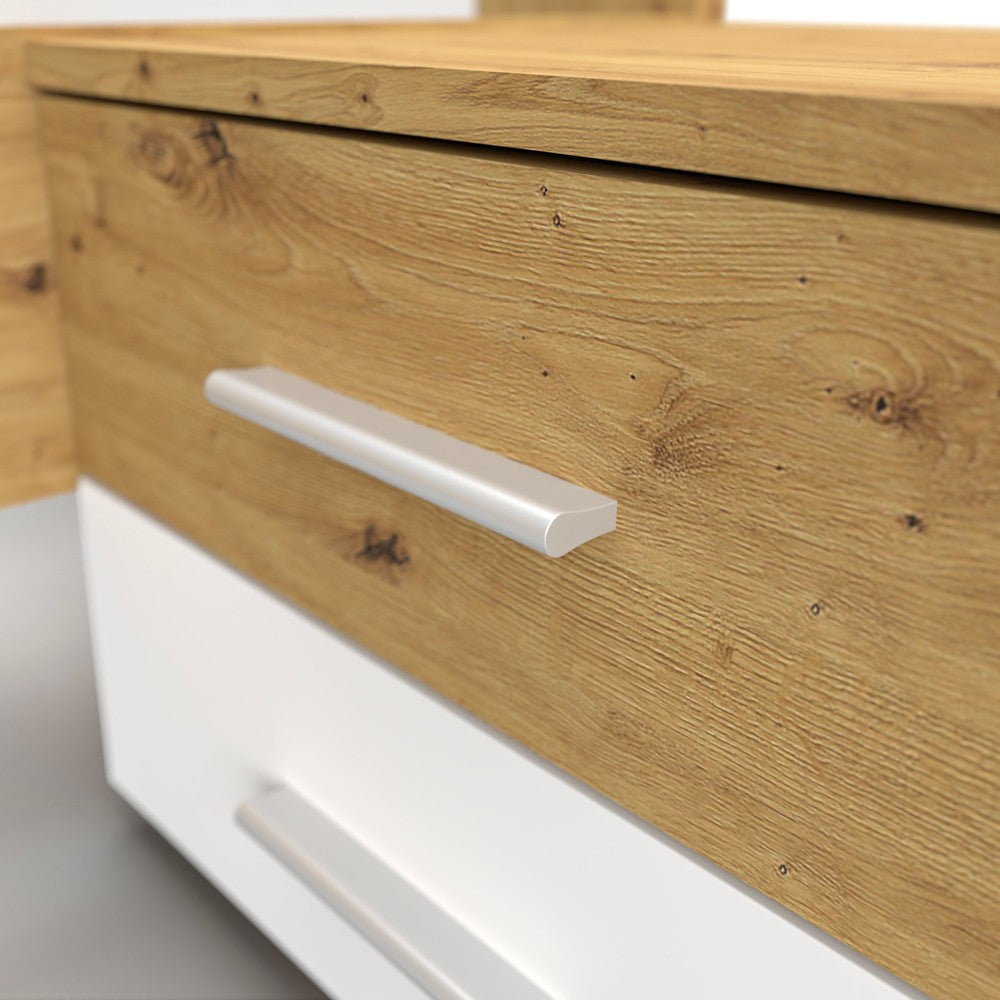 Struttura letto matrimoniale Meria 180 cm. con comodini integrati bianco e rovere