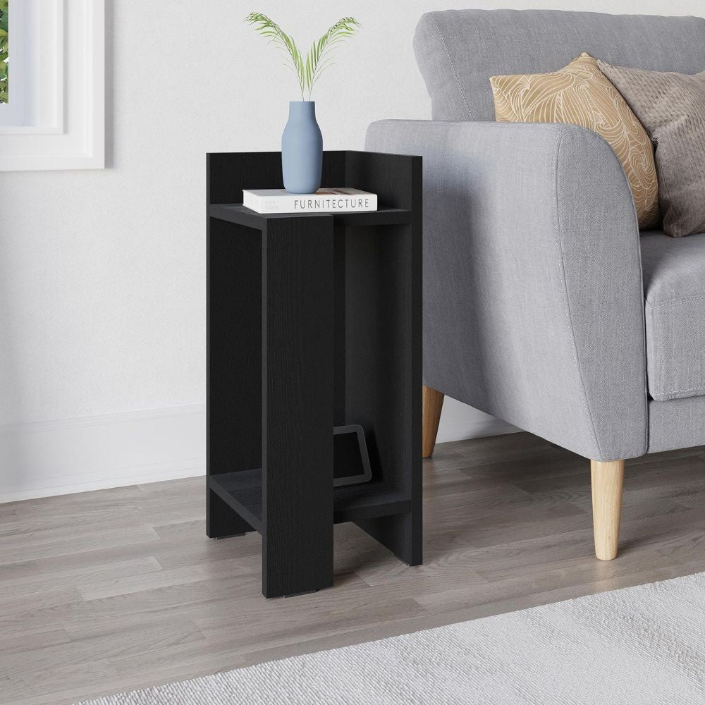 Tavolino comodino di design Elos 27x25x60h colore nero destro