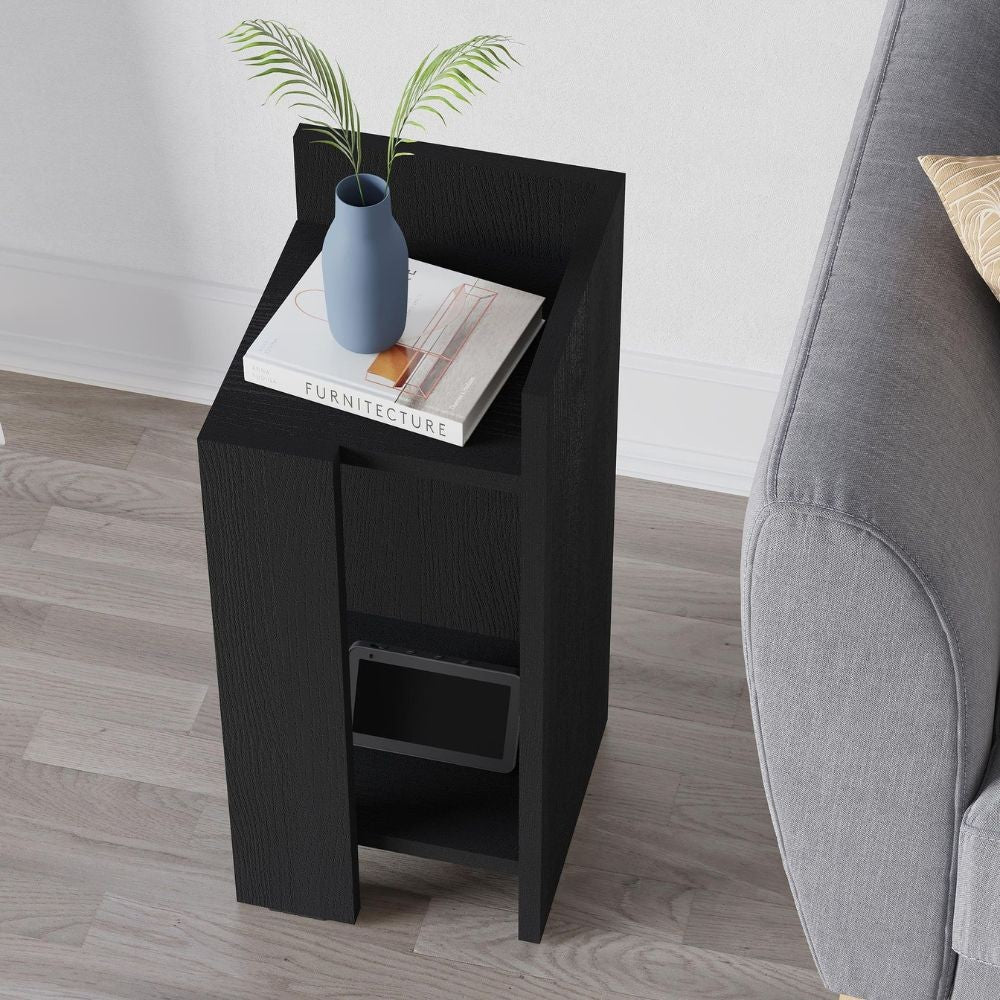 Tavolino comodino di design Elos 27x25x60h colore nero destro