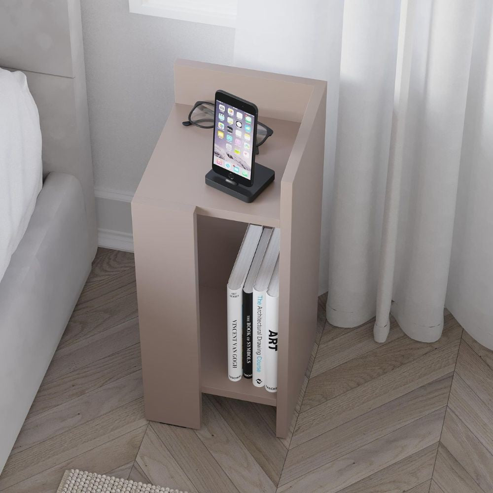Tavolino comodino di design Elos 27x25x60h colore tortora destro