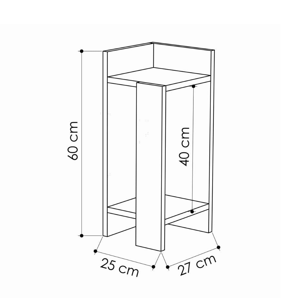 Tavolino comodino di design Elos bianco 27x25x60h sinistro
