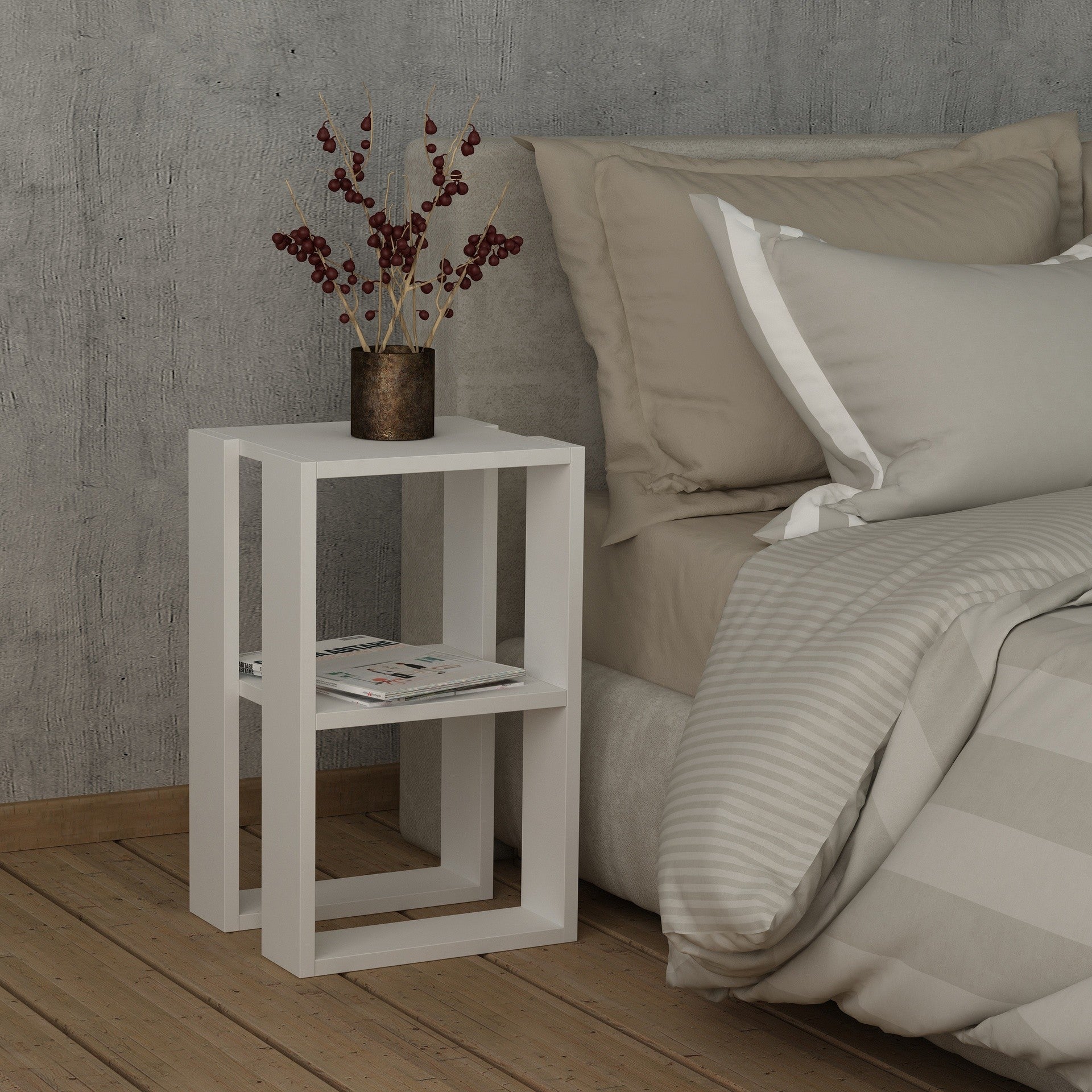 Tavolino comodino Lonie colore bianco