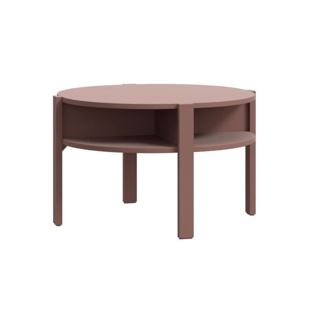 Tavolino da salotto Aura rotondo con ripiano colore terracotta
