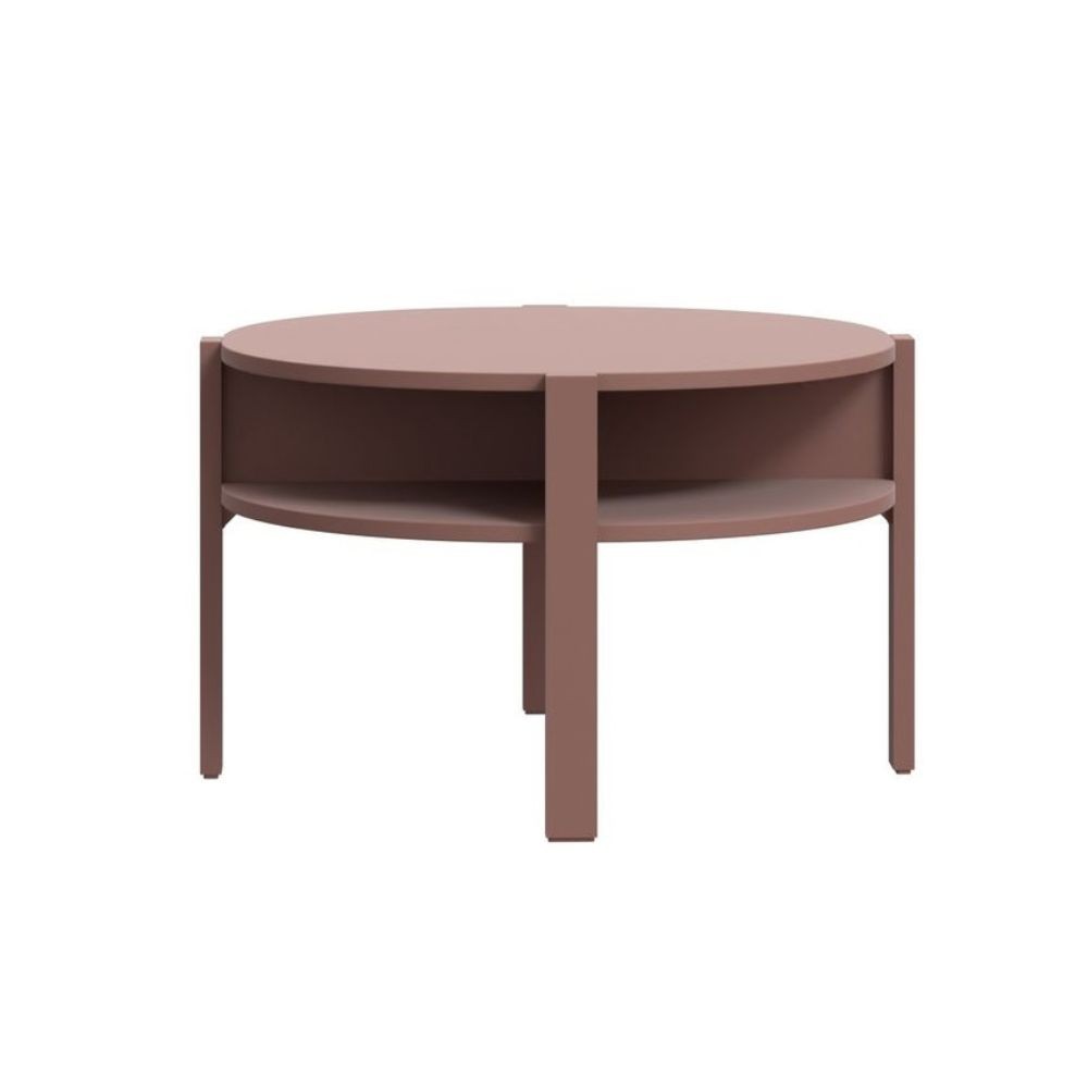 Tavolino da salotto Aura rotondo con ripiano colore terracotta