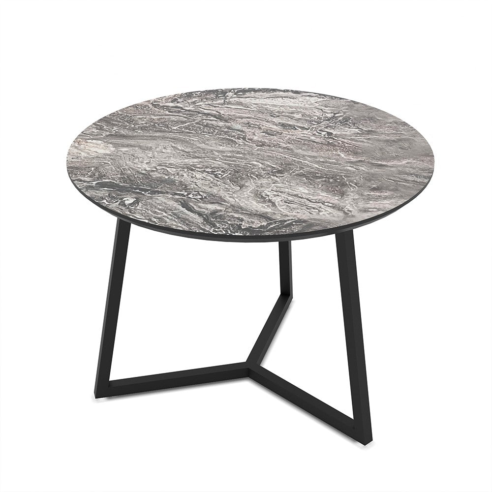Tavolino da salotto Klint con piano effetto marmo nero arabesque e gambe nere