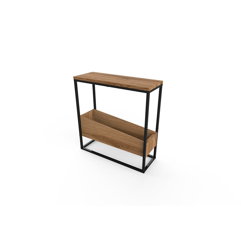 Tavolino da salotto Lido in rovere deep oud e struttura in metallo nero