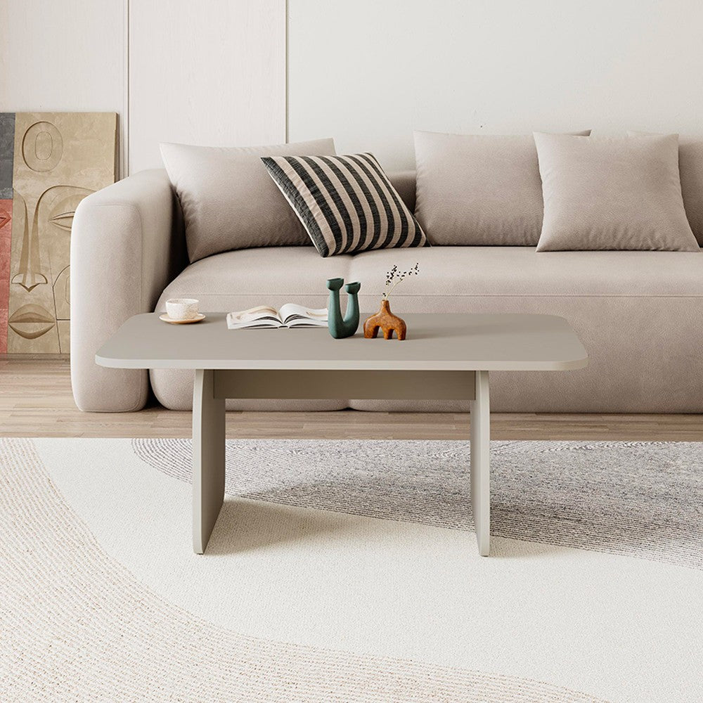 Tavolino da salotto Pietra con gambe a pannello piatto in colore cashmere