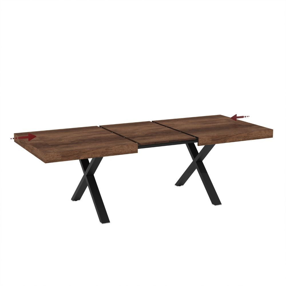 Tavolo allungabile England con piano colore noce e gambe nere