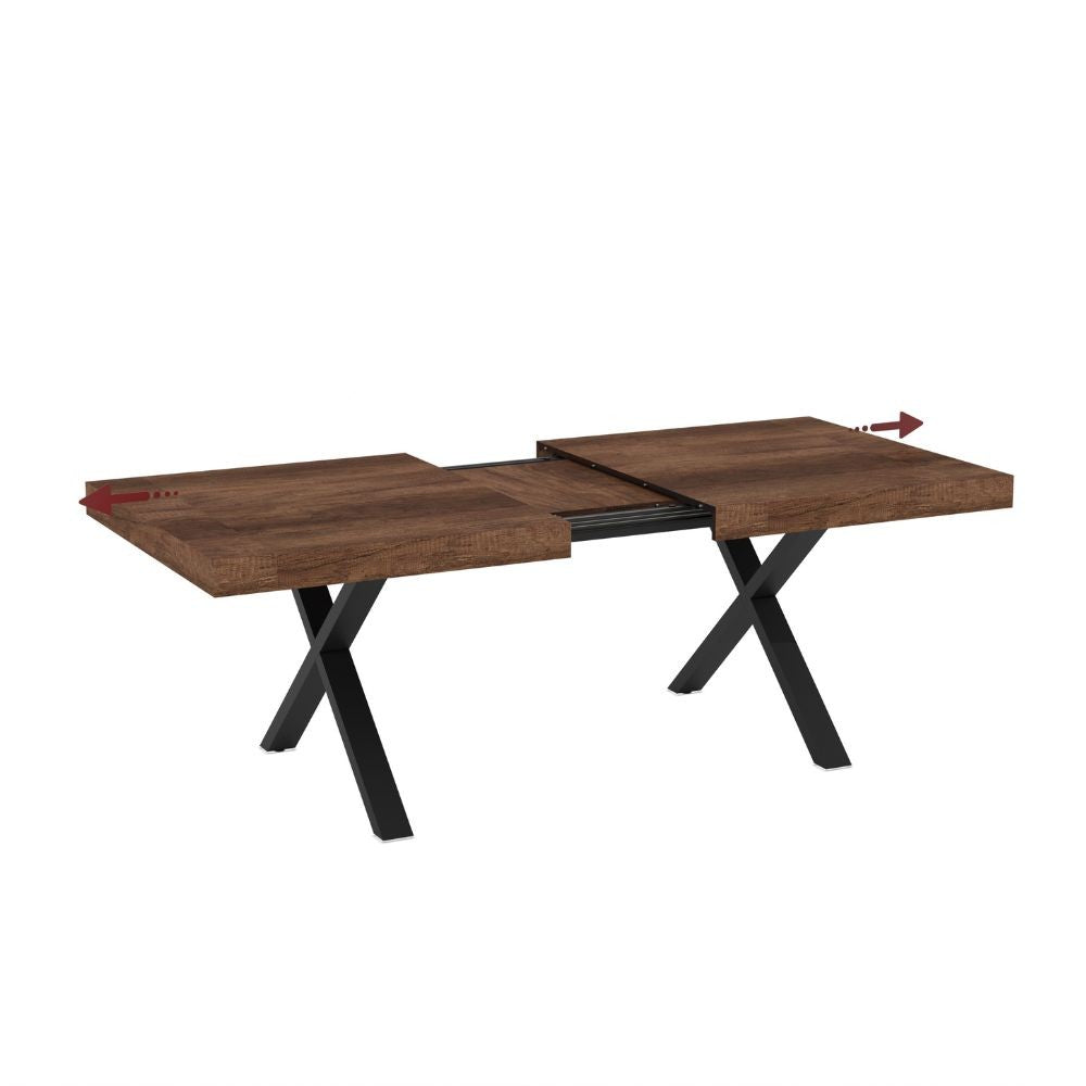 Tavolo allungabile England con piano colore noce e gambe nere