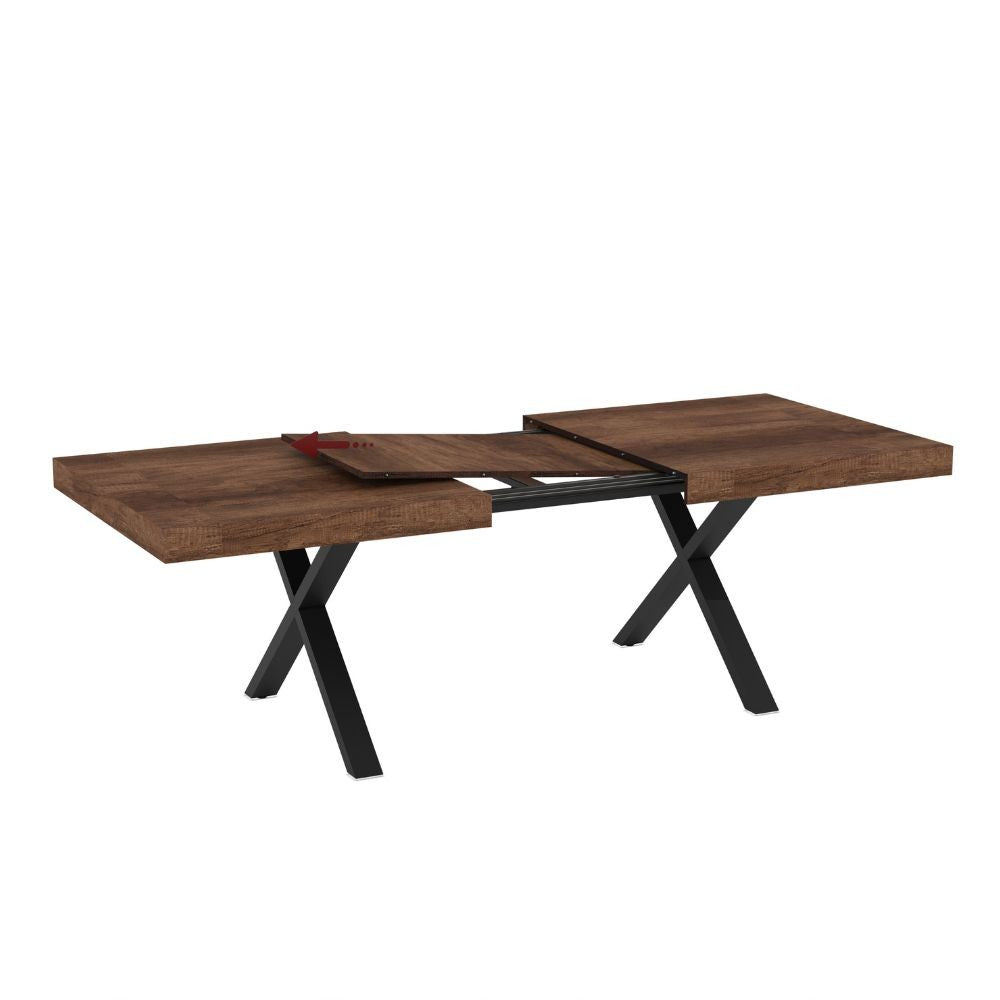 Tavolo allungabile England con piano colore noce e gambe nere