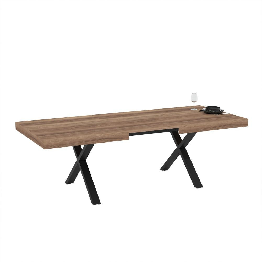 Tavolo allungabile England con piano colore quercia e gambe nere