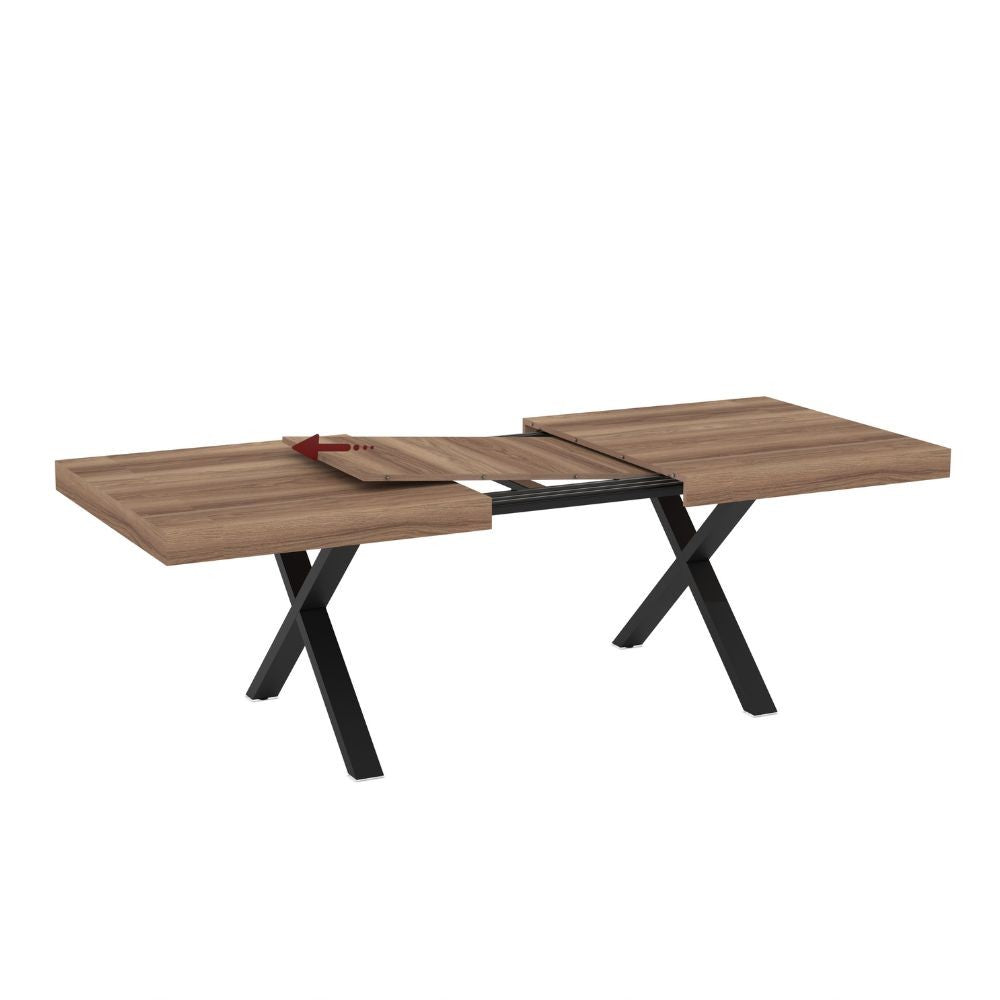 Tavolo allungabile England con piano colore quercia e gambe nere