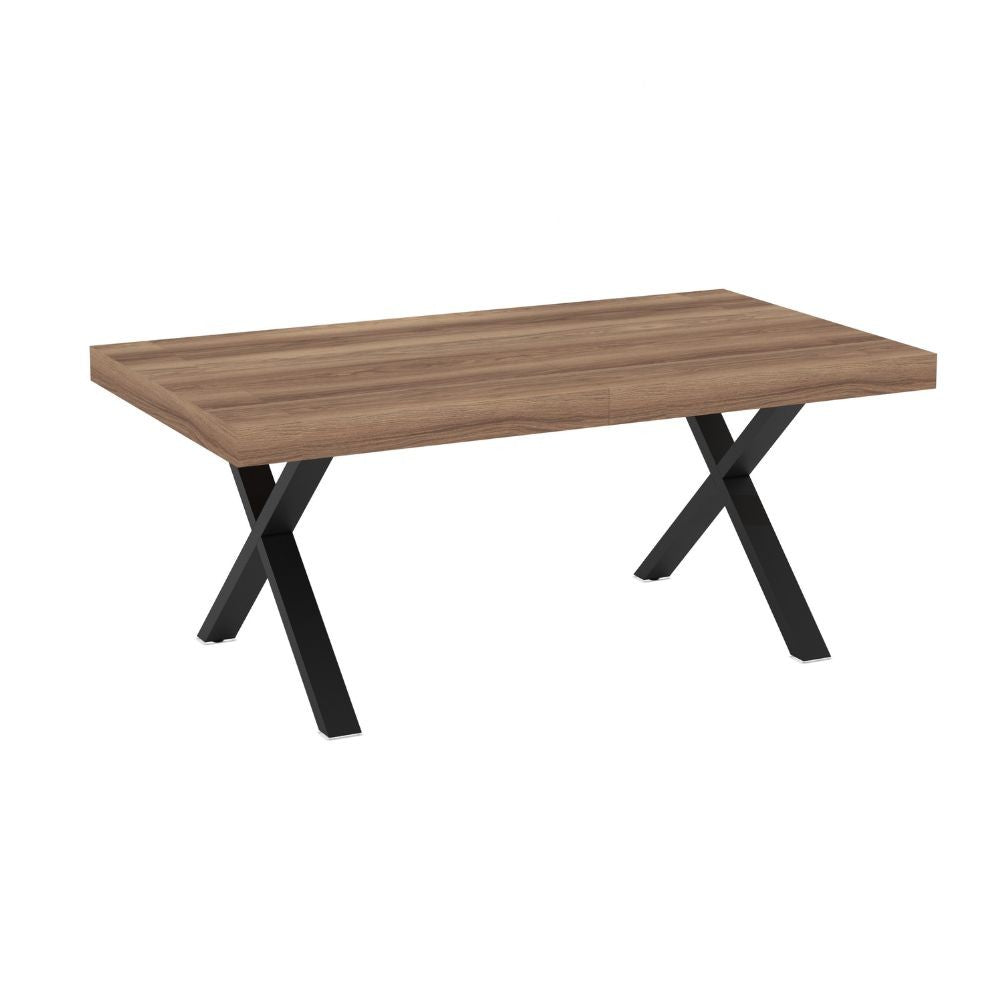 Tavolo allungabile England con piano colore quercia e gambe nere