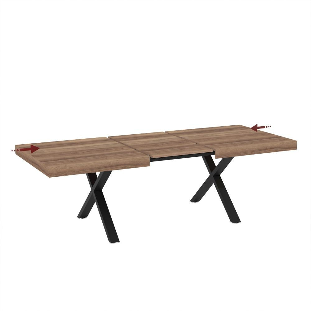 Tavolo allungabile England con piano colore quercia e gambe nere