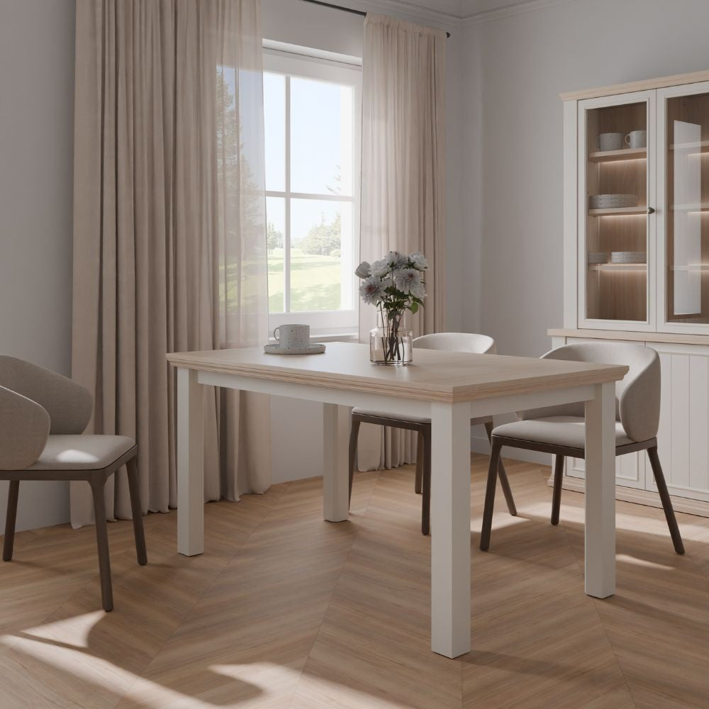 Tavolo allungabile Essenza con piano rovere e struttura bianca