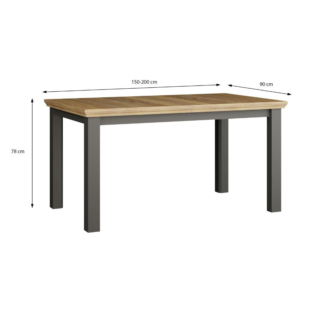 Tavolo allungabile Essenza con piano rovere e struttura grigio scuro