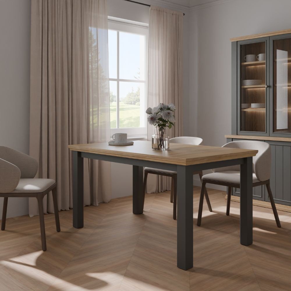 Tavolo allungabile Essenza con piano rovere e struttura grigio scuro