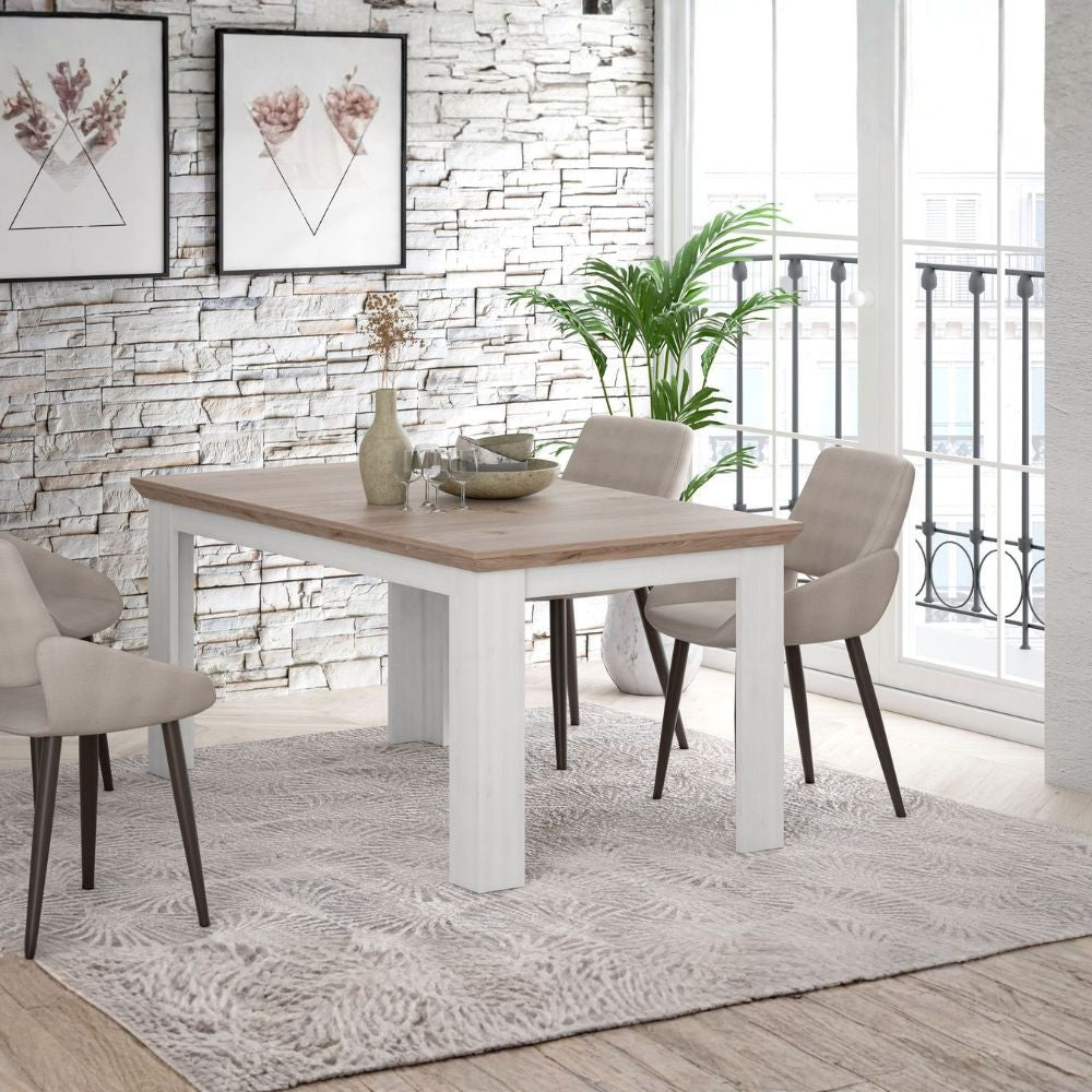 Tavolo allungabile Forma con piano in rovere e struttura bianca