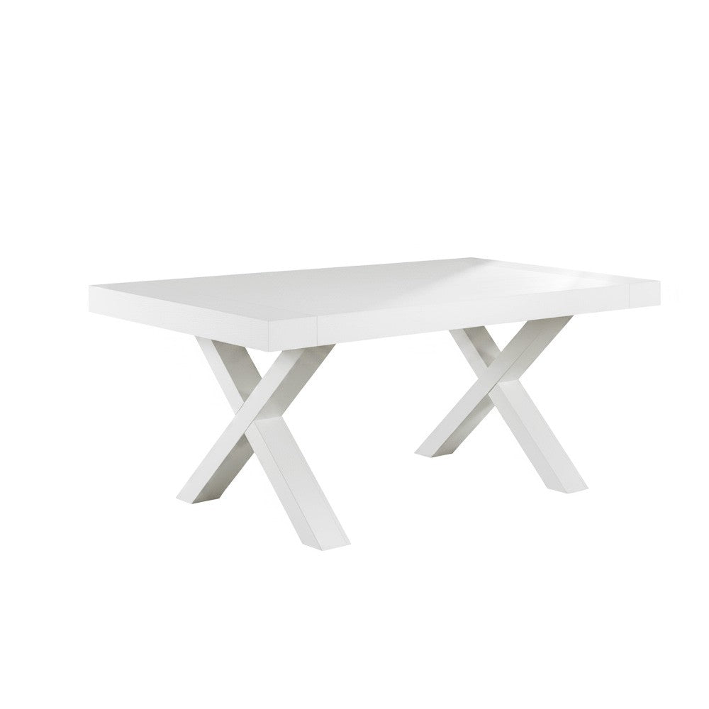 Tavolo allungabile Gondar 180x90 cm. con piano in bianco frassinato e base bianco frassinato