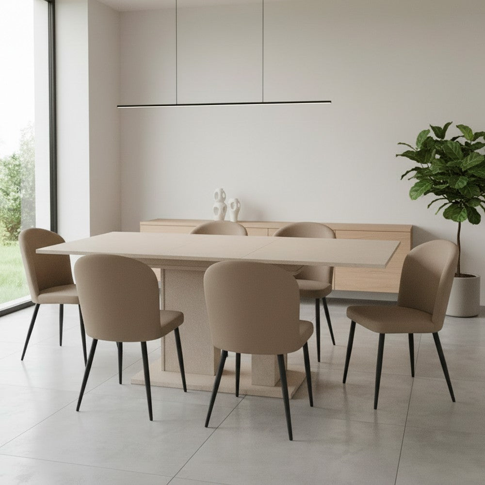 Tavolo allungabile Sone con allunga centrale colore cashmere