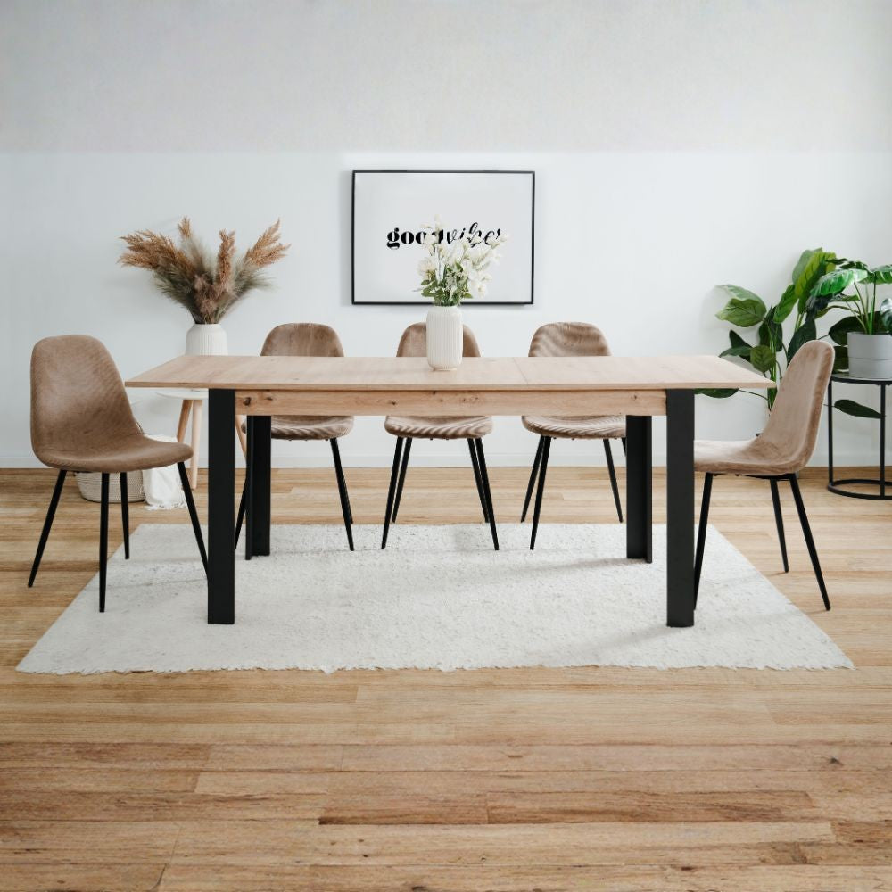 Tavolo allungabile Tolosa 80B colore rovere e gambe nere 150x75x80 cm.