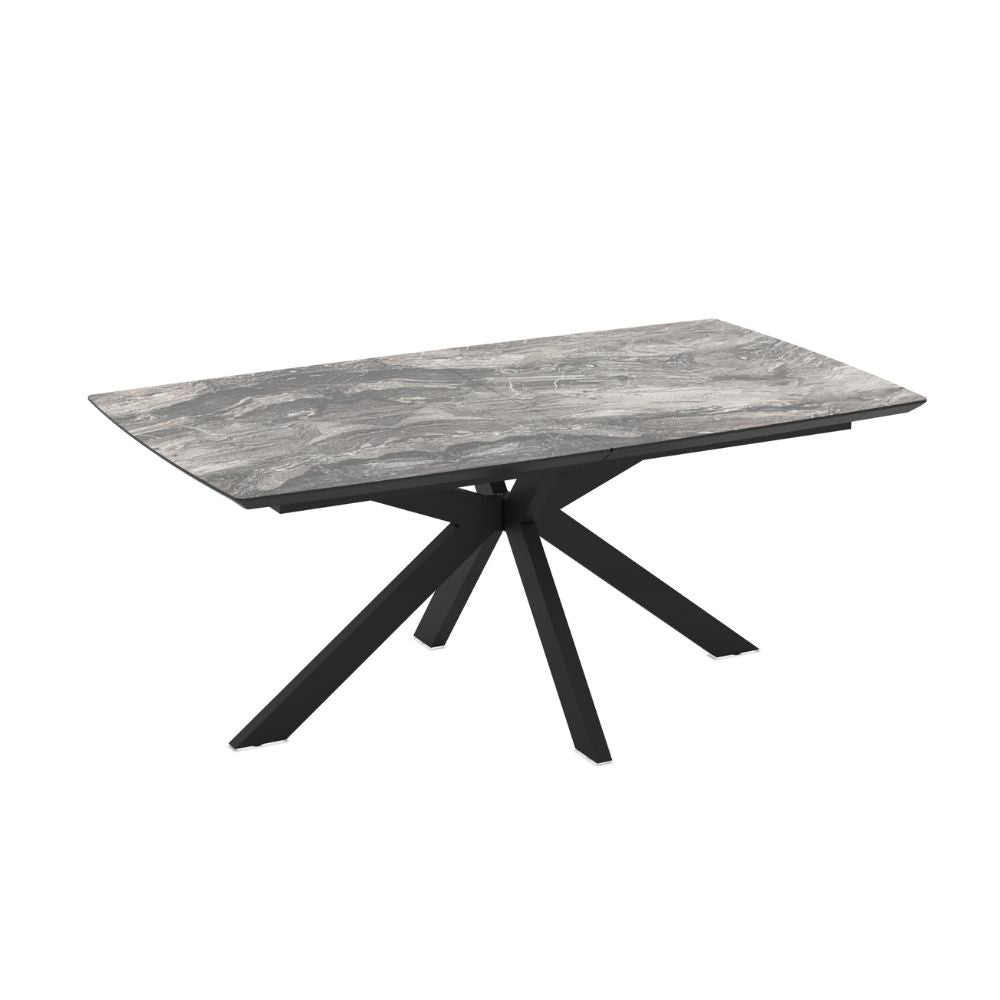 Tavolo allungabile Verano con piano colore marmo arabesque nero e gambe nere