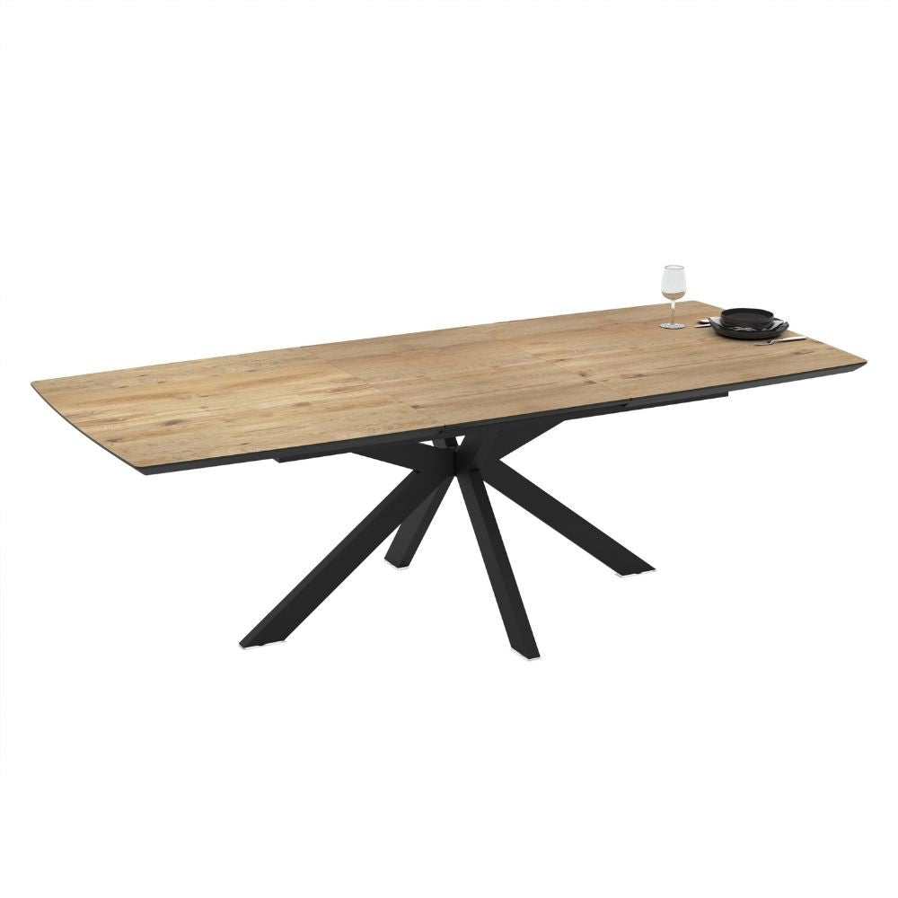 Tavolo allungabile Verano con piano rovere e gambe nere