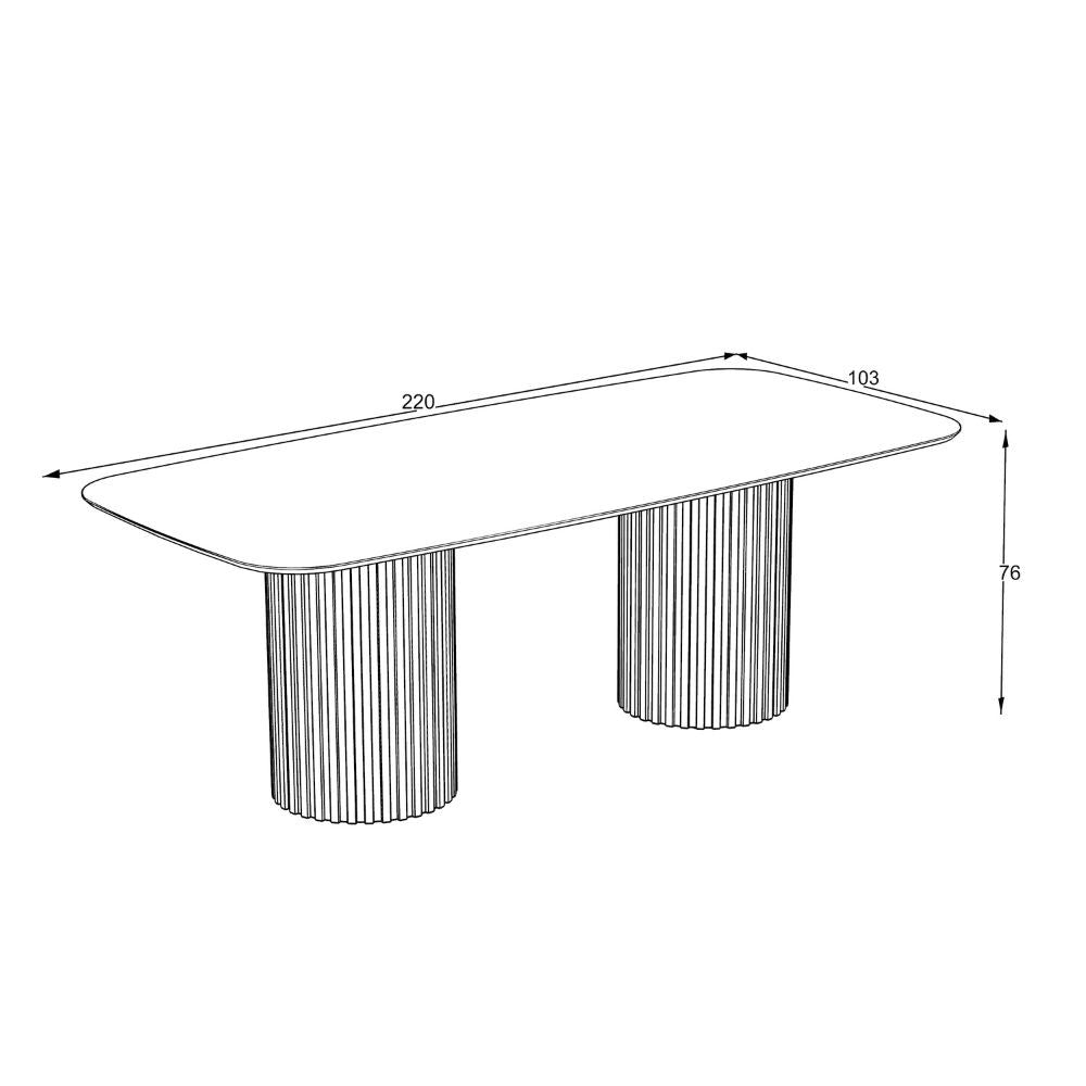 Tavolo fisso Oslo con piano effetto marmo nero arabesque e struttura in legno nero