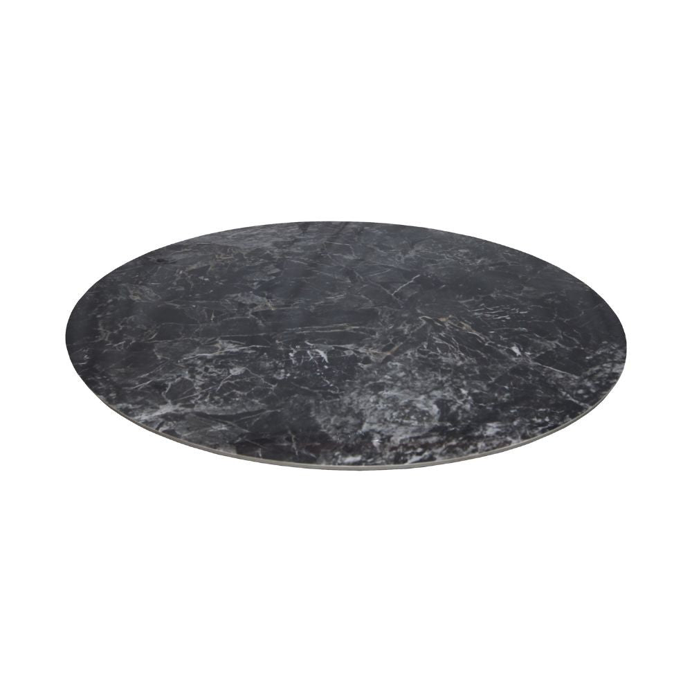 Tavolo fisso Punto con piano effetto marmo nero lucido D150xH76 cm.