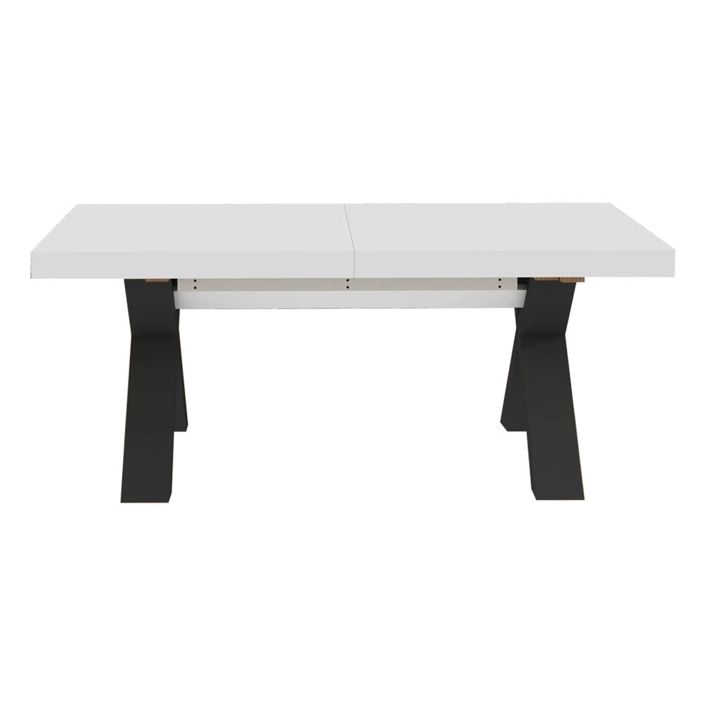 Tavolo Milonga480 180x100 cm. allungabile 480 cm con piano in bianco spatolato e gambe antracite