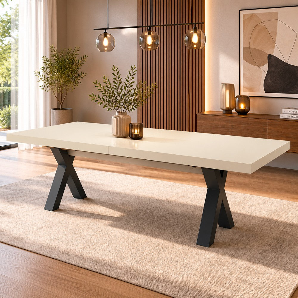 Tavolo Milonga480 180x100 cm. allungabile 480 cm con piano in cashmere e gambe antracite