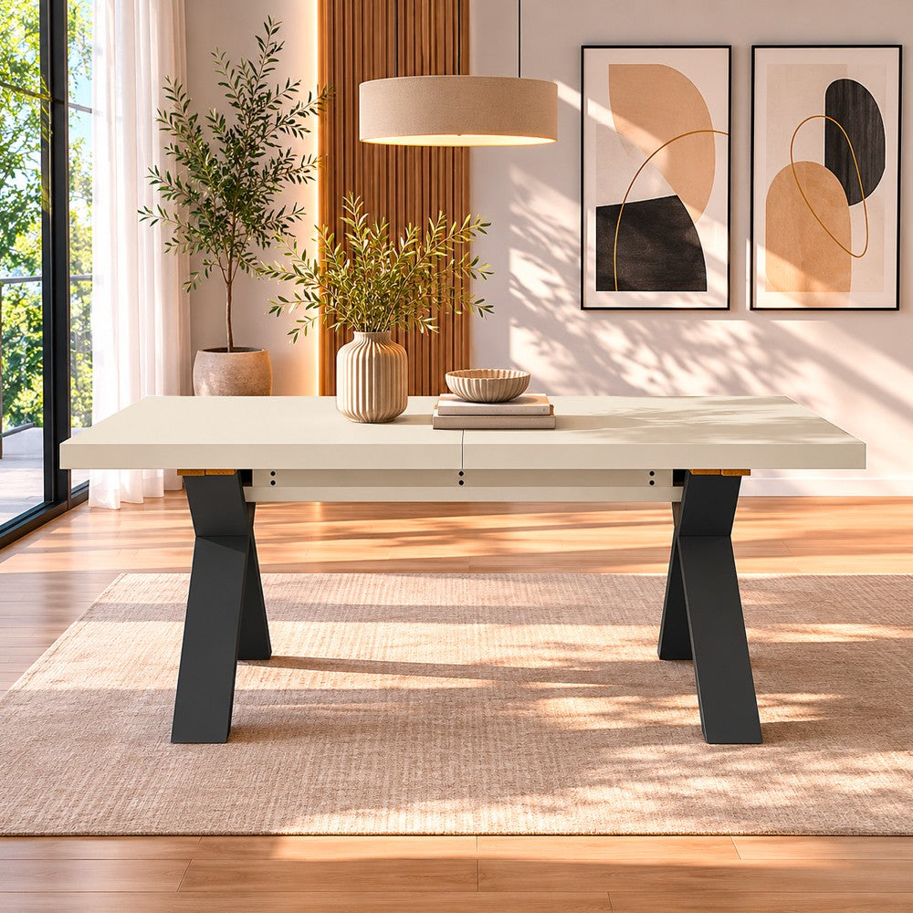 Tavolo Milonga480 180x100 cm. allungabile 480 cm con piano in cashmere e gambe antracite